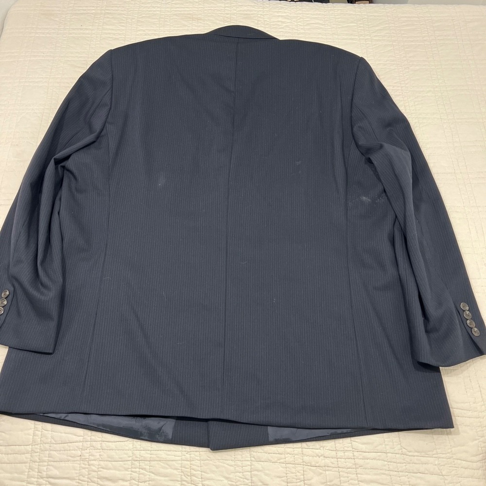 Ralph Lauren Mens Navy Textured Pinstripe Double Breasted Suit 48R 1998 *note - Picture 3 of 16